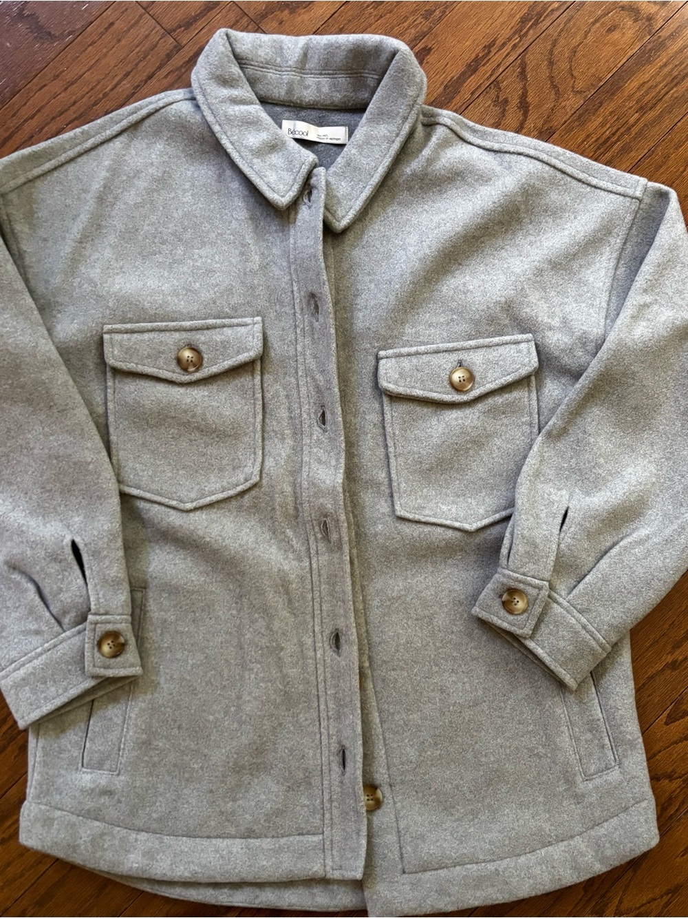 Be Cool Gray Button-Front Shacket Size M/L